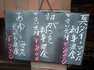 天ぷら 心平:メニュー